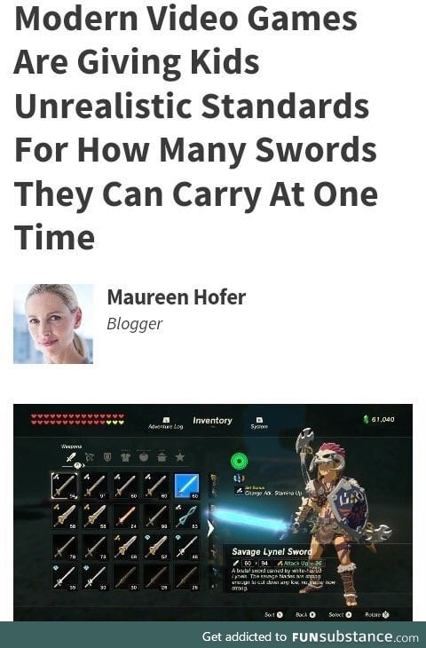 Modern video games and swords