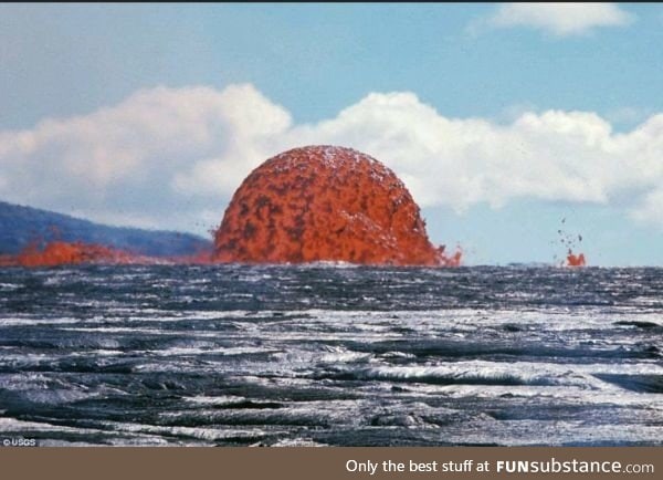 A rare lava dome fountain at the Kilauea volcano that formed 50 years ago in Hawaii