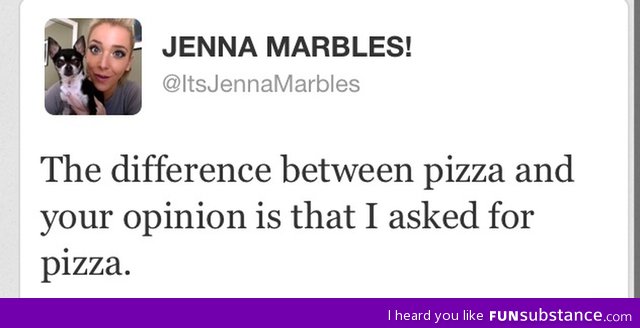 Difference between pizza and opinion