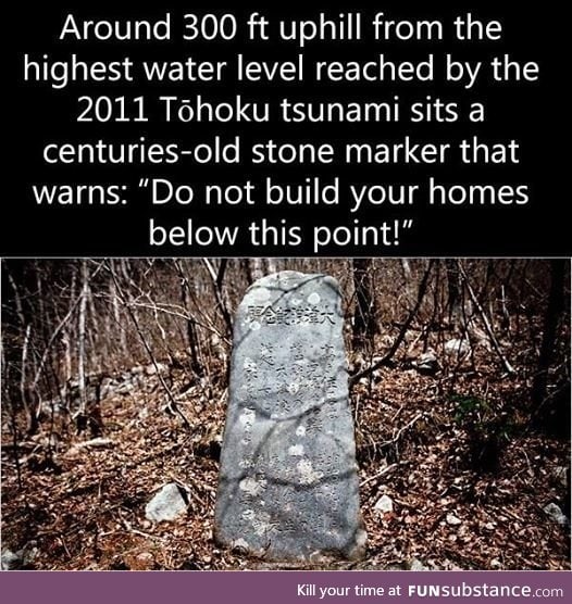 A marker left by the tsunami