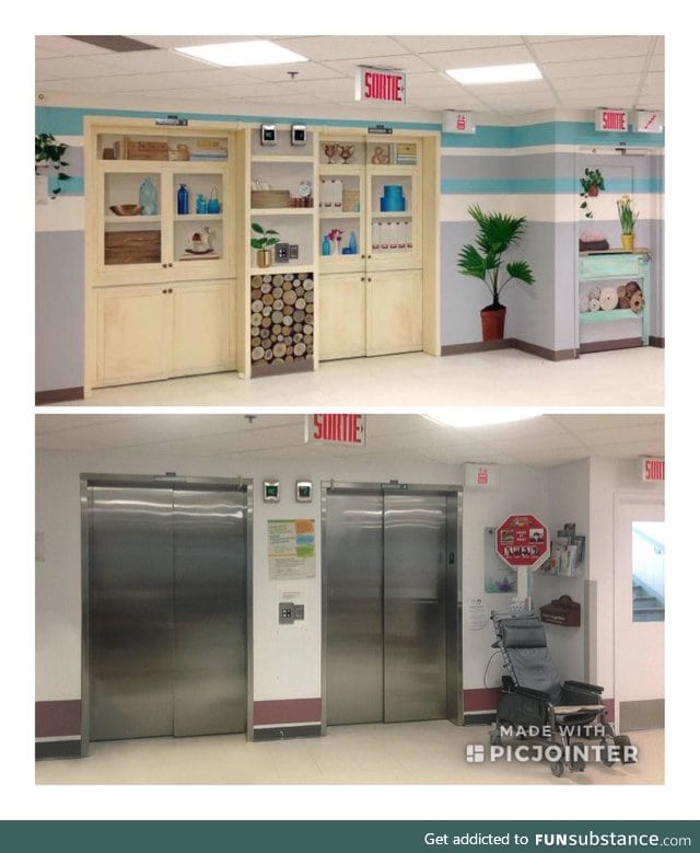 This centre for long term ill elders redesigned their elevators to create less anxiety