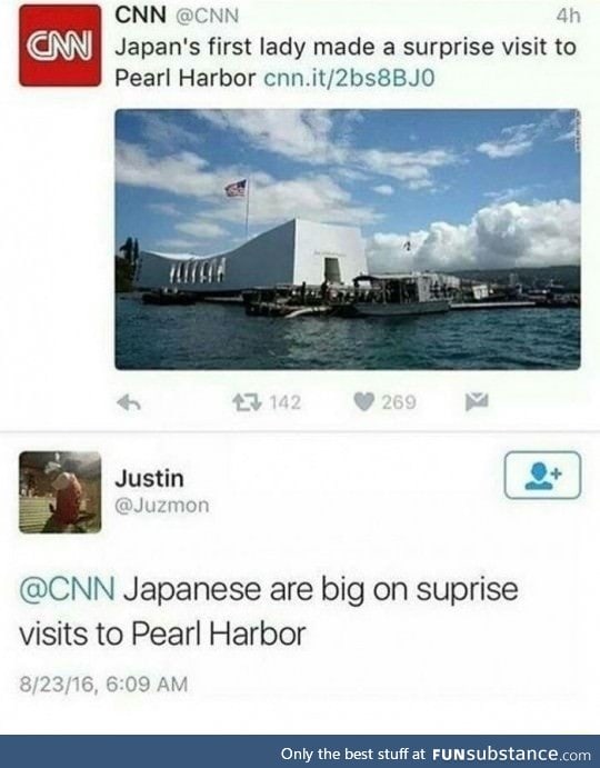 Japanese loves a surprise visit to Pearl Harbor