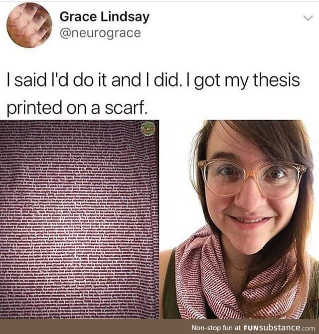 Thesis printed on a scarf