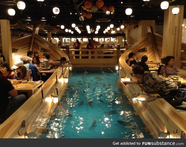 A Restaurant In Japan where you can catch your fish and have it cooked as your dinner