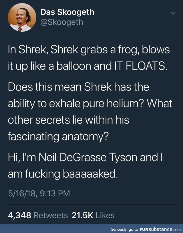 Shrek is filled with helium