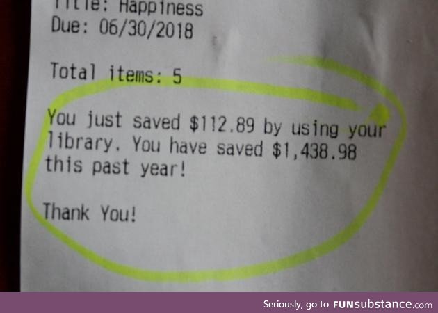 This library tells you how much money you've saved by using the library