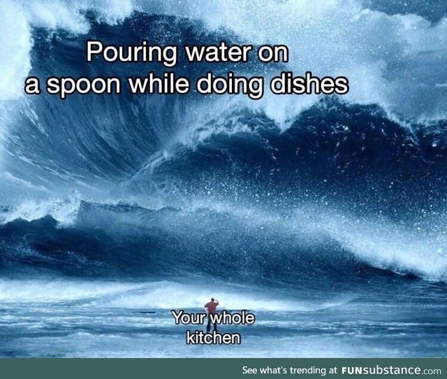 Washing a spoon