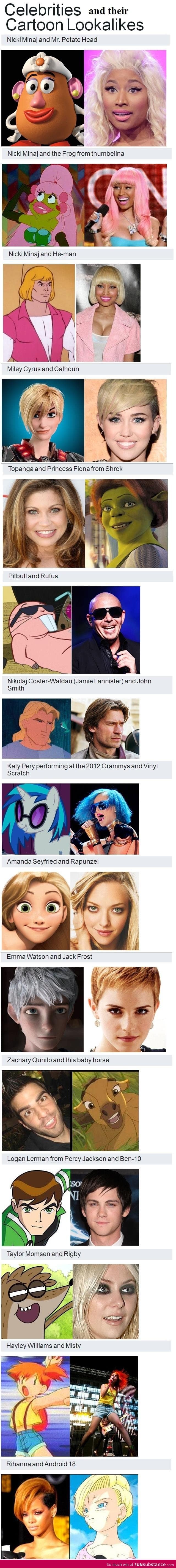 Celebrity and cartoon look alikes