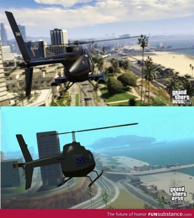 GTS San Andreas and GTA 5 graphics comparison