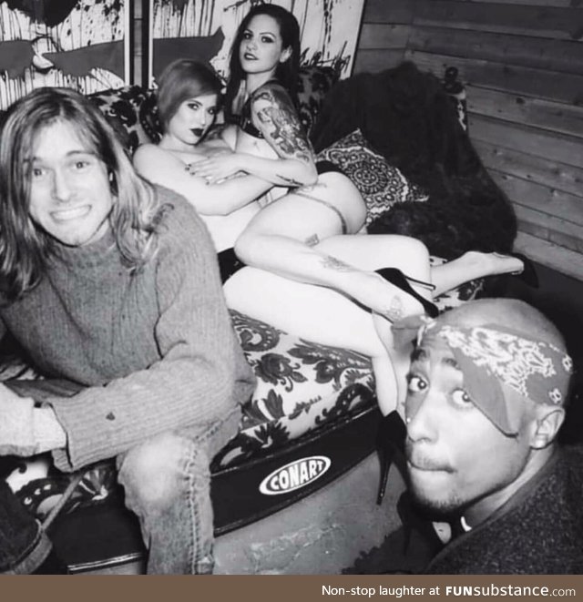Kurt Cobain and Tupac with some fans in the early 90's