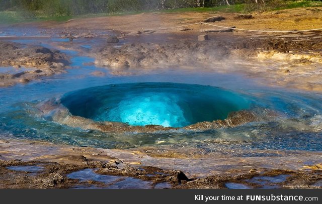 The Strokkur Geyser in Iceland has erupted every 4-8 minutes since a 1789 earthquake