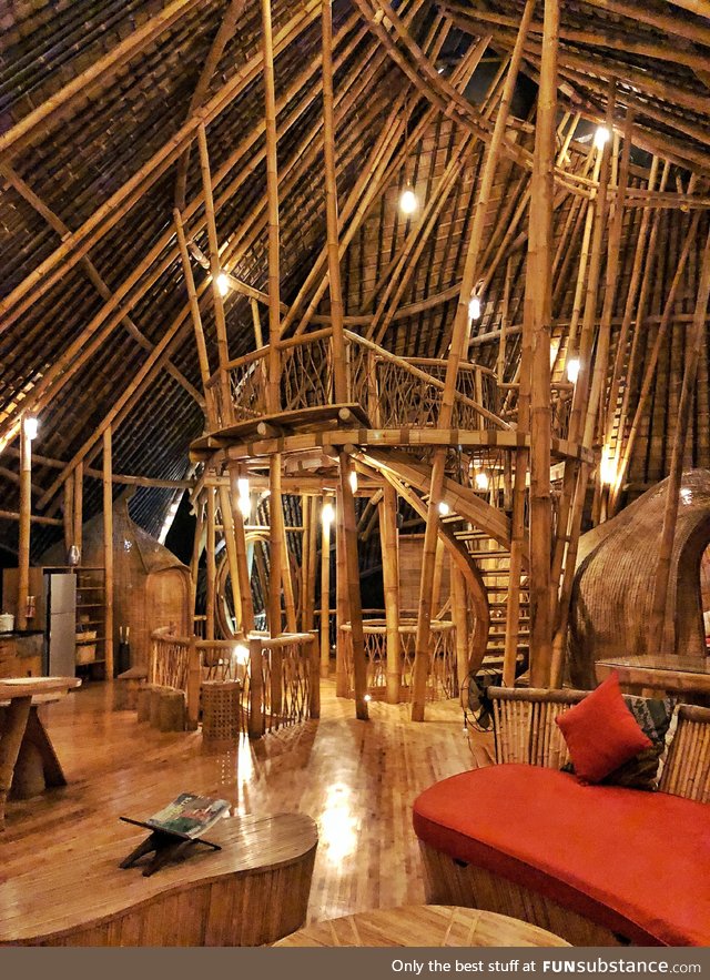 This four story bamboo house in Bali