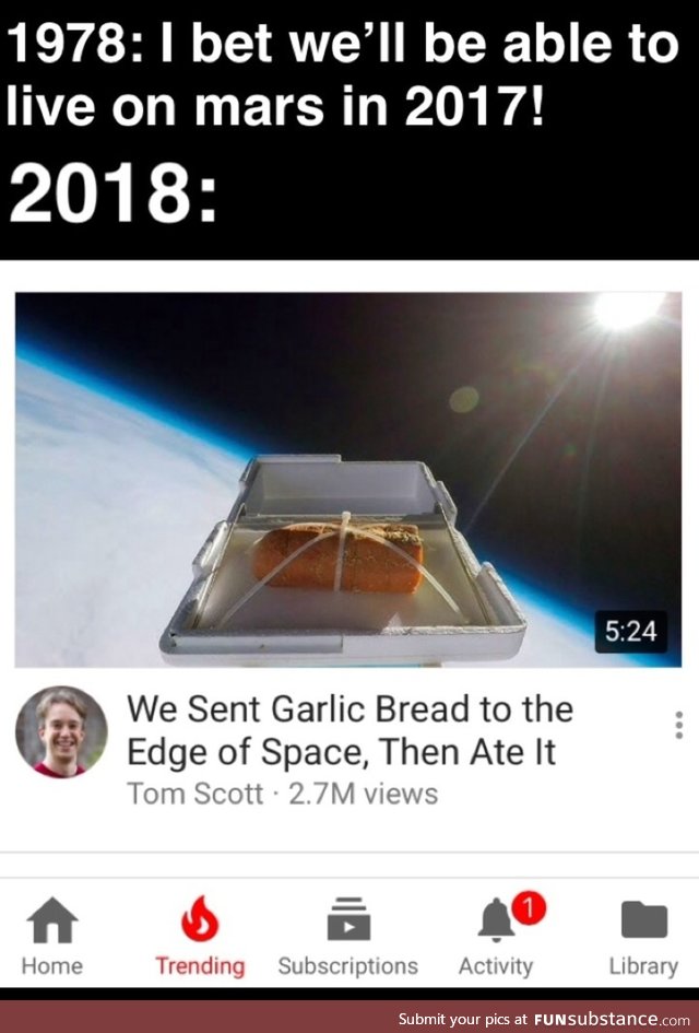 Eating garlic bread in space