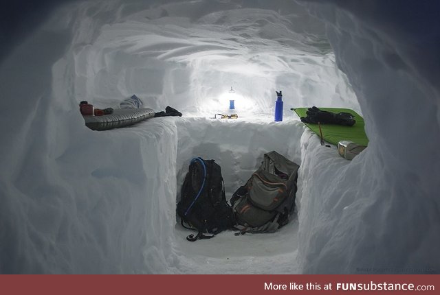 Snow cave camping