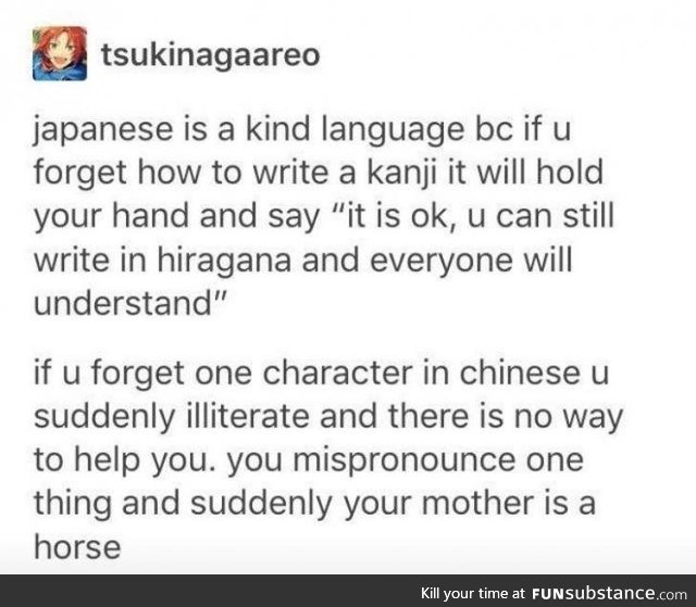 Chinese is hard and your mother is a horse