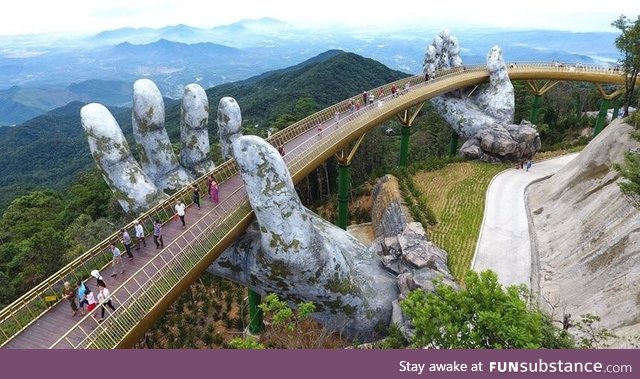 Newly constructed golden bridge in vietnam