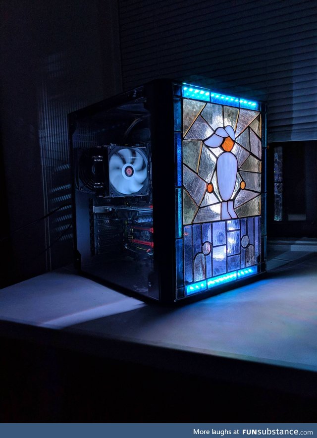 PC with a stained glass window