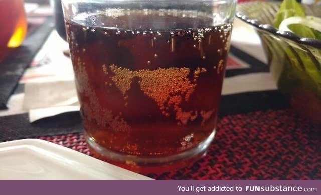The bubbles in this drink look like Europe and Asia
