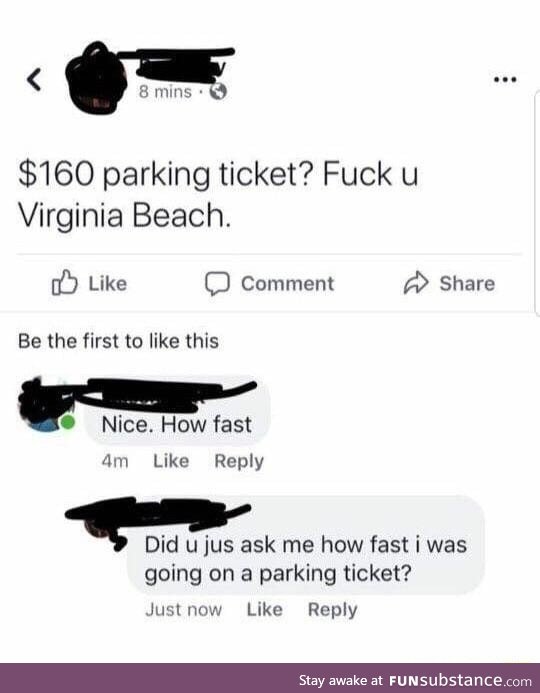 Parking ticket speed