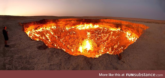 The Gates of Hell, natural gas field in Turkmenistan that has been burning since 1971