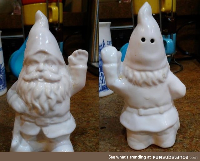 This gnome salt shaker looks ok from the front