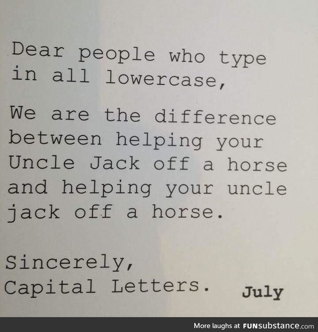 Sincerely, capital letters