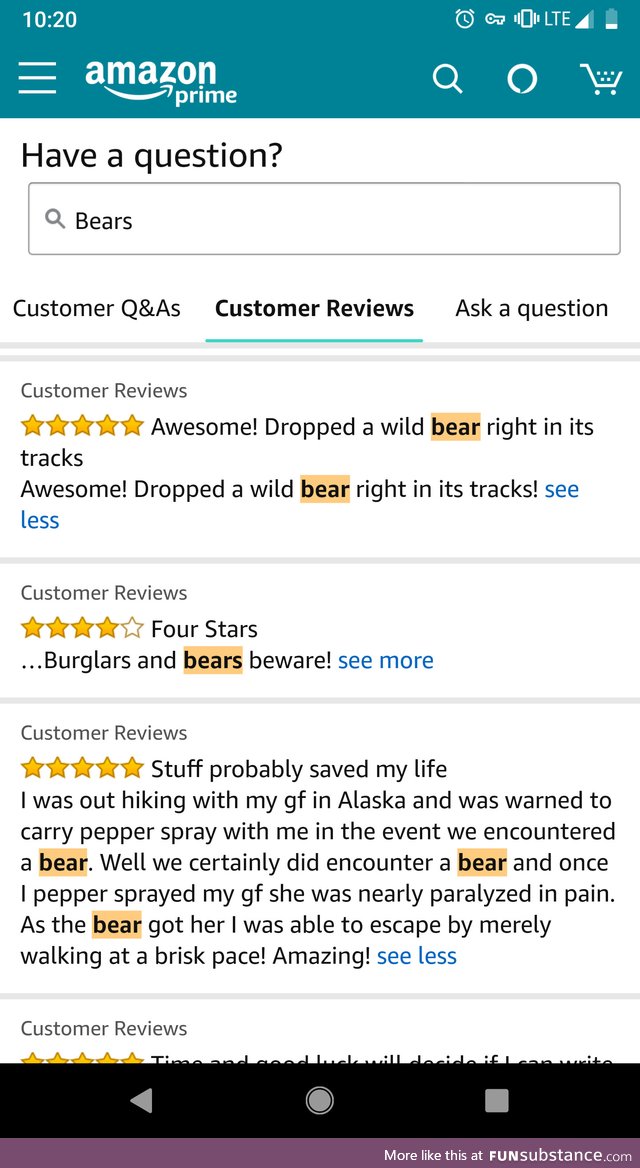 This 5 Star Review of Bear Spray on Amazon