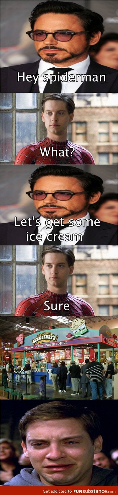 Spiderman gets ice cream