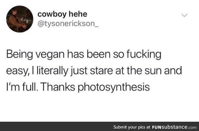 Nice being a vegan