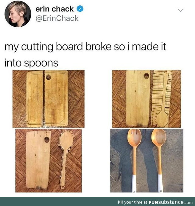 Break your cutting board? Make spoons out of it!