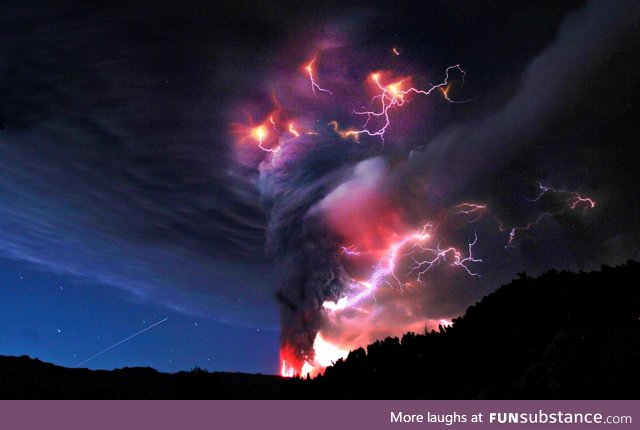 Amazing volcano thunderstorm