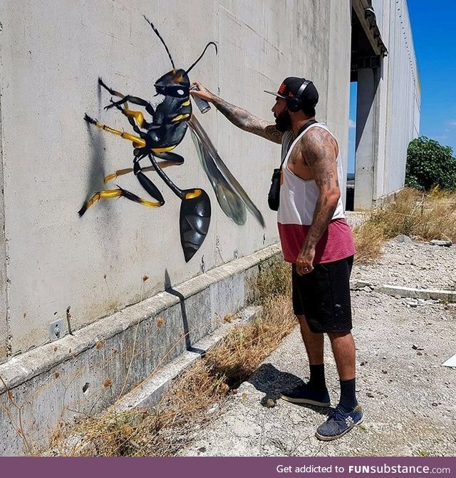 Portuguese street artist creats 3D graffiti