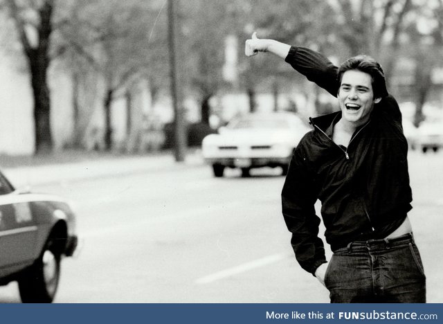 A 19-year old Jim Carrey hitchhiking in 1981