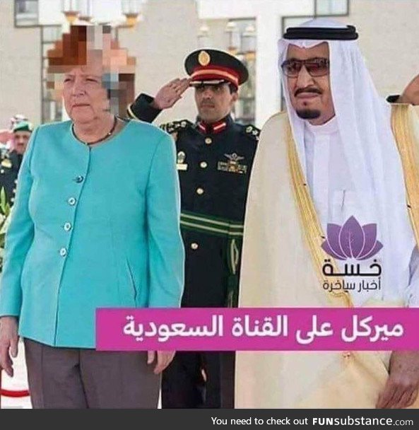 Saudi news channel censored the uncovered hair of Angela Merkel