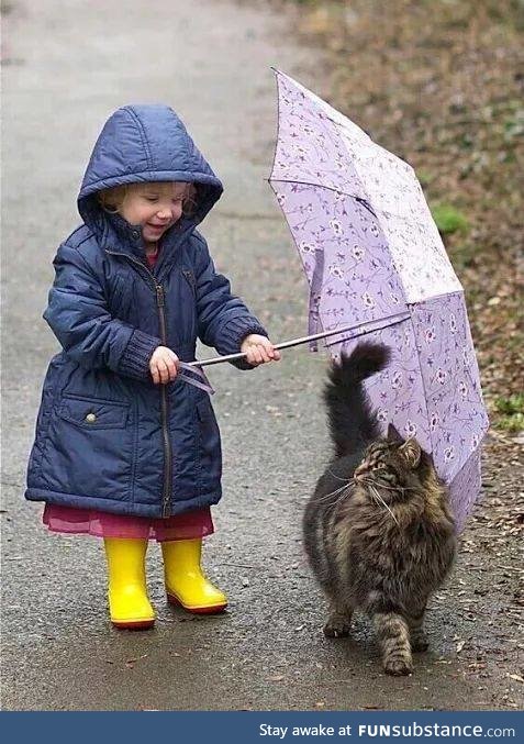 "i'll protect you from the rain :) !"