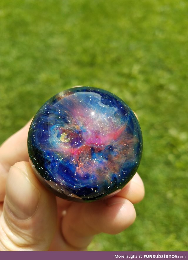 A Galactic Nebula Cosmic Porthole. Glass orb