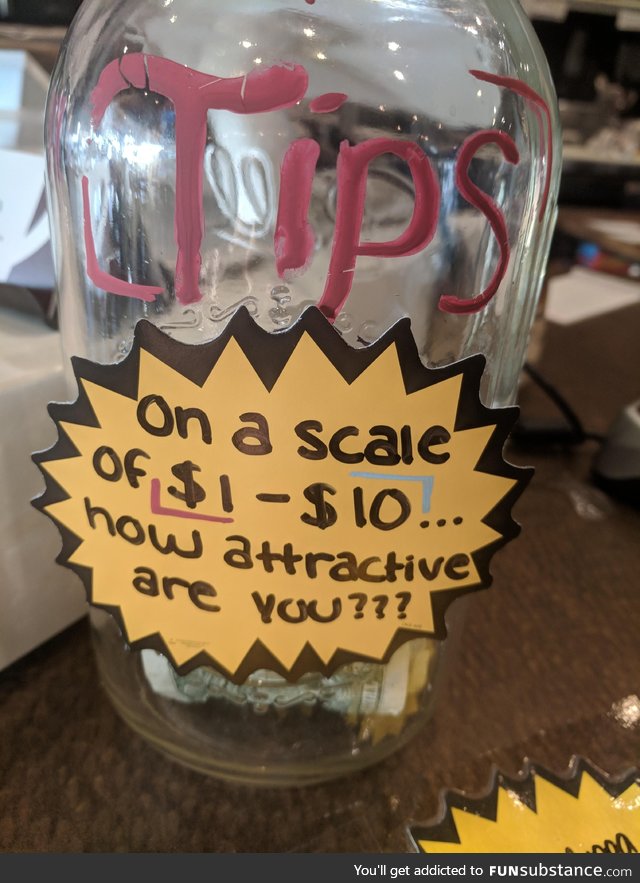 Tip jar at a coffee shop