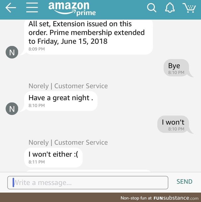 Upset Amazons customer service representative