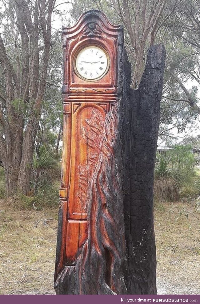 Chainsaw carving from a burnt tree trunk