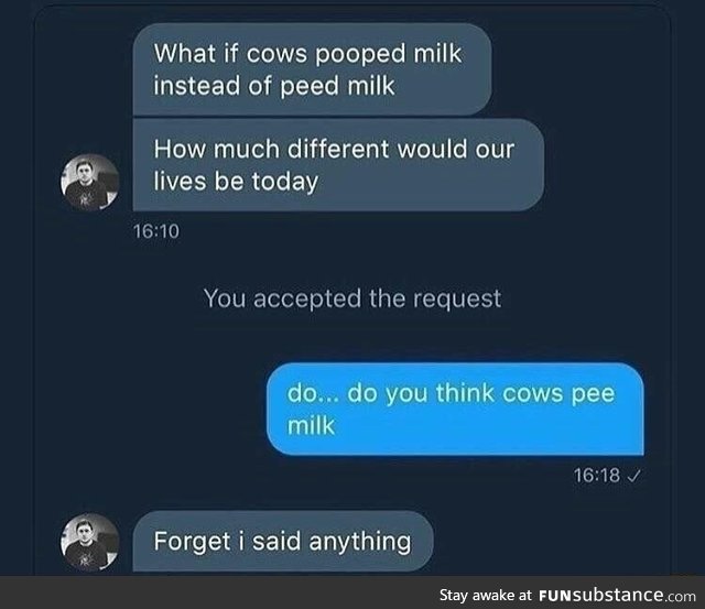 Cows pee milk