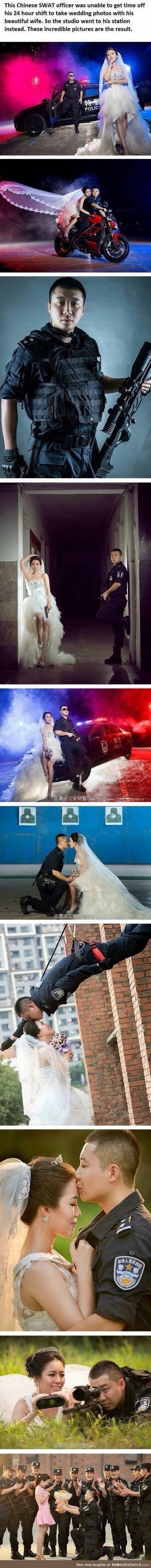 Cop wedding photo while on duty