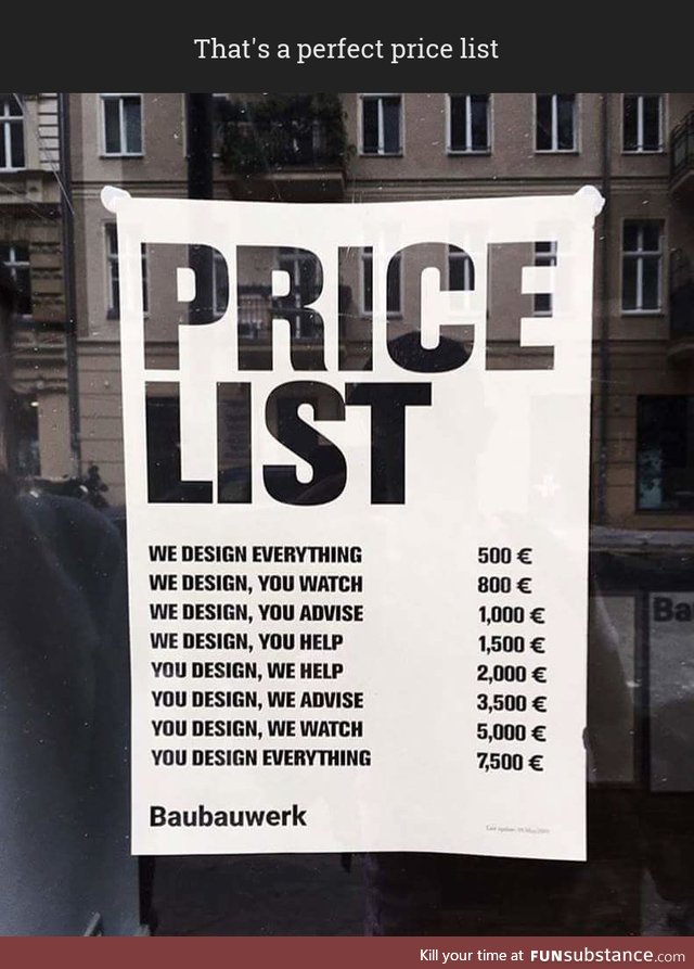 That's a perfect price list