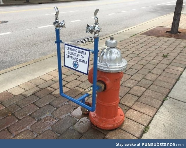 This fire hydrant got converted into a water fountain
