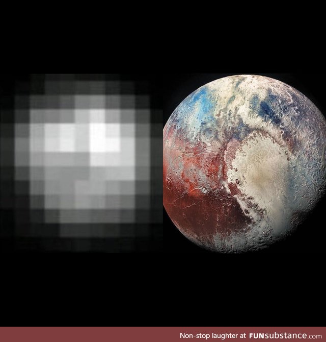 A photo of Pluto, 24 years apart. (1994-2018)