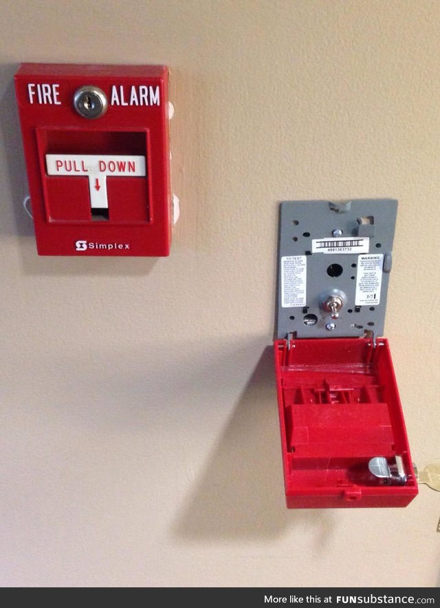 The inside of a fire alarm is just a simple switch