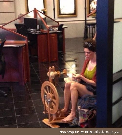 You may be a hipster.... But you'll never be a girl spinning yarn in a BMW dealership