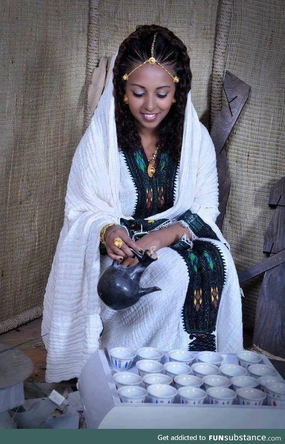 Ethiopian girl in Traditional coffee ceremony