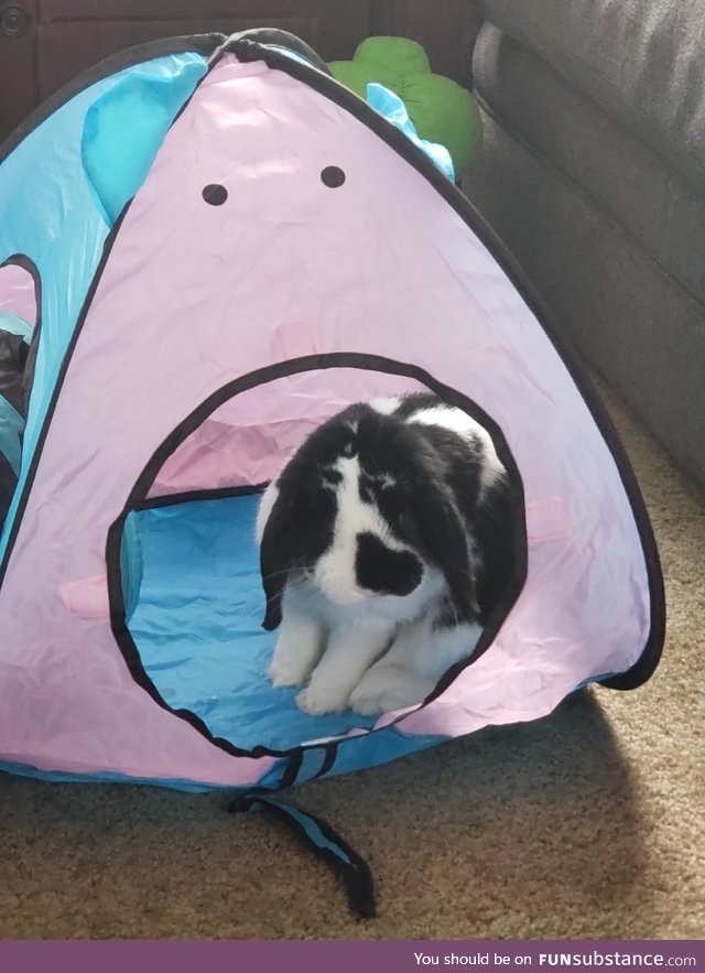 In his little house