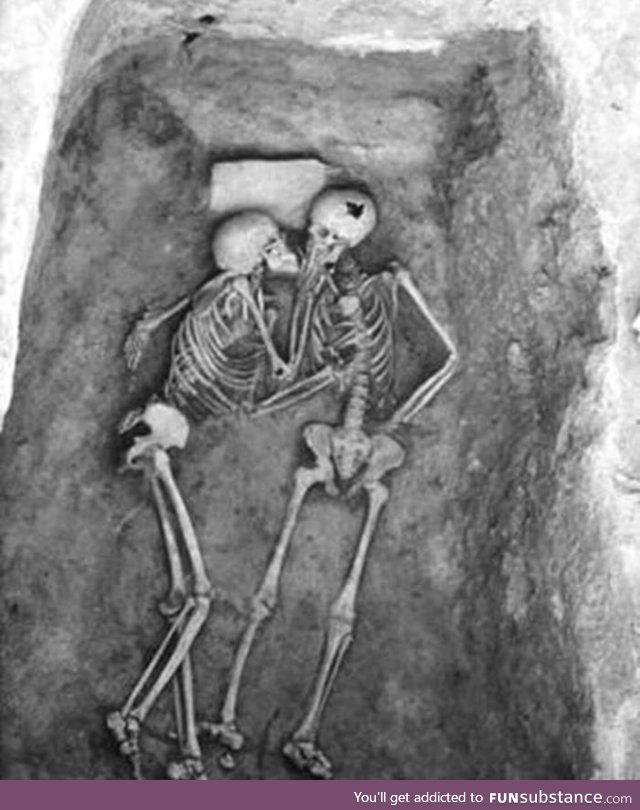 "True love lasts forever. This is a 6,000 year old kiss discovered discovered on an