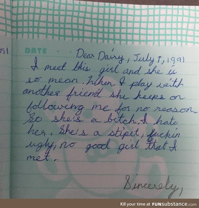 Found my wife’s diary when she was 10